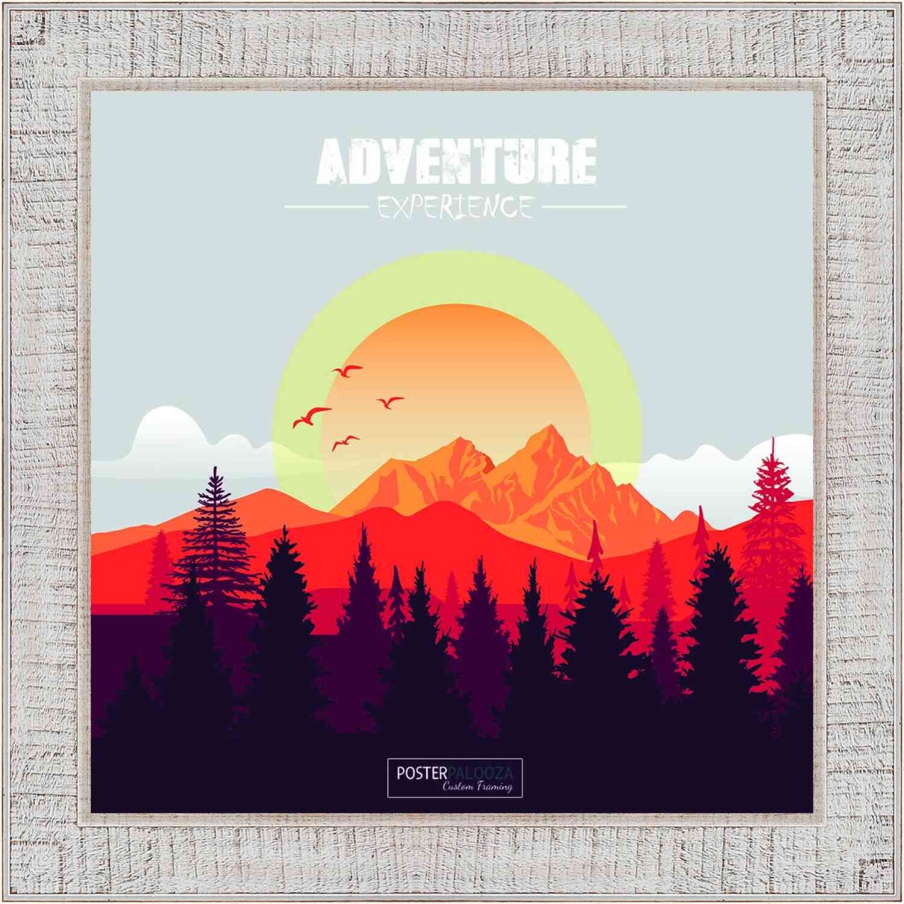 Square Sculpted White Picture Frame - UV Acrylic, Foam Board Backing, Hanging Hardware